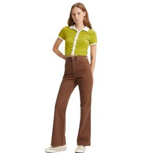 NWT Levi’s 70s Movin’ On Flare Jeans Chocolate Brown Size 24/32 Corduroy Pockets